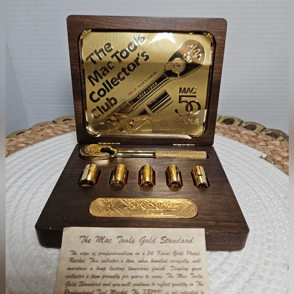 1988 Limited Edition MAC 50 Tools 24K Gold Plated 6pc Ratchet Socket Set - Picture 1 of 16
